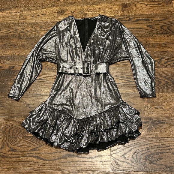 Retrofete Maureen Metallic Silver Mini Dress - Picture 2 of 11